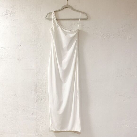Because of Alice BOA Asymmetric Midi Dress in White Medium NWT - Picture 1 of 8